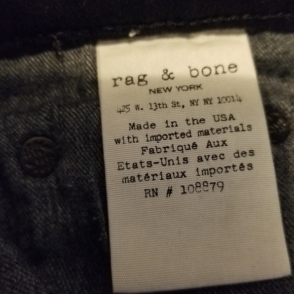 Rag & Bone Jean 26 Lace Up High Rise Skinny Women's Color Black Coal - Picture 12 of 14